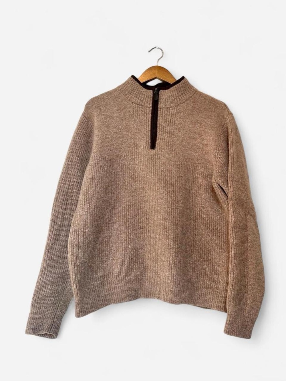 Men’s L.L. Bean Quarter Zip Knit Sweater - Brown
